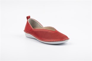 Kırmızı Kadın Babet Hakiki Deri  Ayakkabı