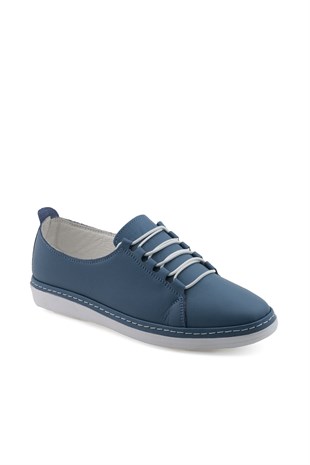 Mavi Kadın Sneaker Hakiki Deri Ayakkabı