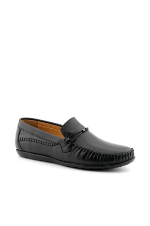 Siyah Erkek Loafer Hakiki Deri Ayakkabı
