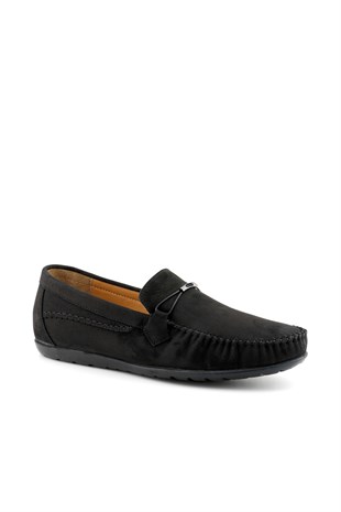 Siyah Nubuk Erkek Loafer Hakiki Deri Ayakkabı