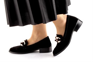 Siyah Süet Kadın Casual Hakiki Deri  Ayakkabı
